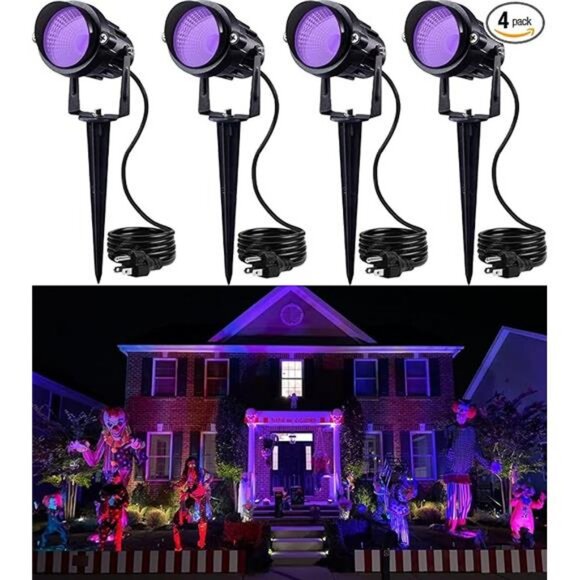 4 Pack Halloween Blacklight Spotlight Outdoor Black Light Spot Light 12W LED - Picture 8 of 8